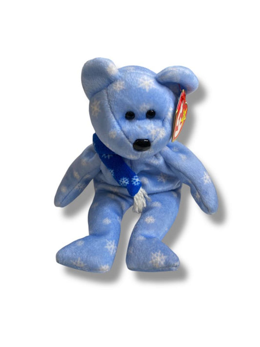 Vintage 1999 Beanie Baby Ty Holiday Teddy Blue Snowflake 8.5" Tags