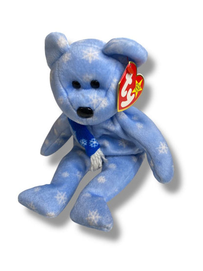 Vintage 1999 Beanie Baby Ty Holiday Teddy Blue Snowflake 8.5" Tags