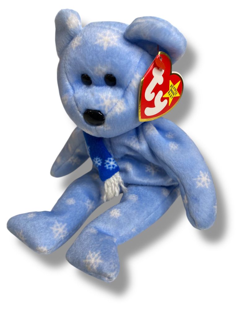 Vintage 1999 Beanie Baby Ty Holiday Teddy Blue Snowflake 8.5" Tags