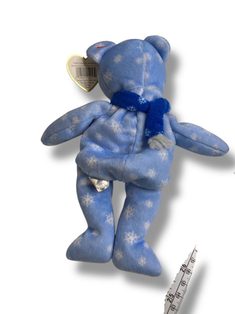 Vintage 1999 Beanie Baby Ty Holiday Teddy Blue Snowflake 8.5" Tags