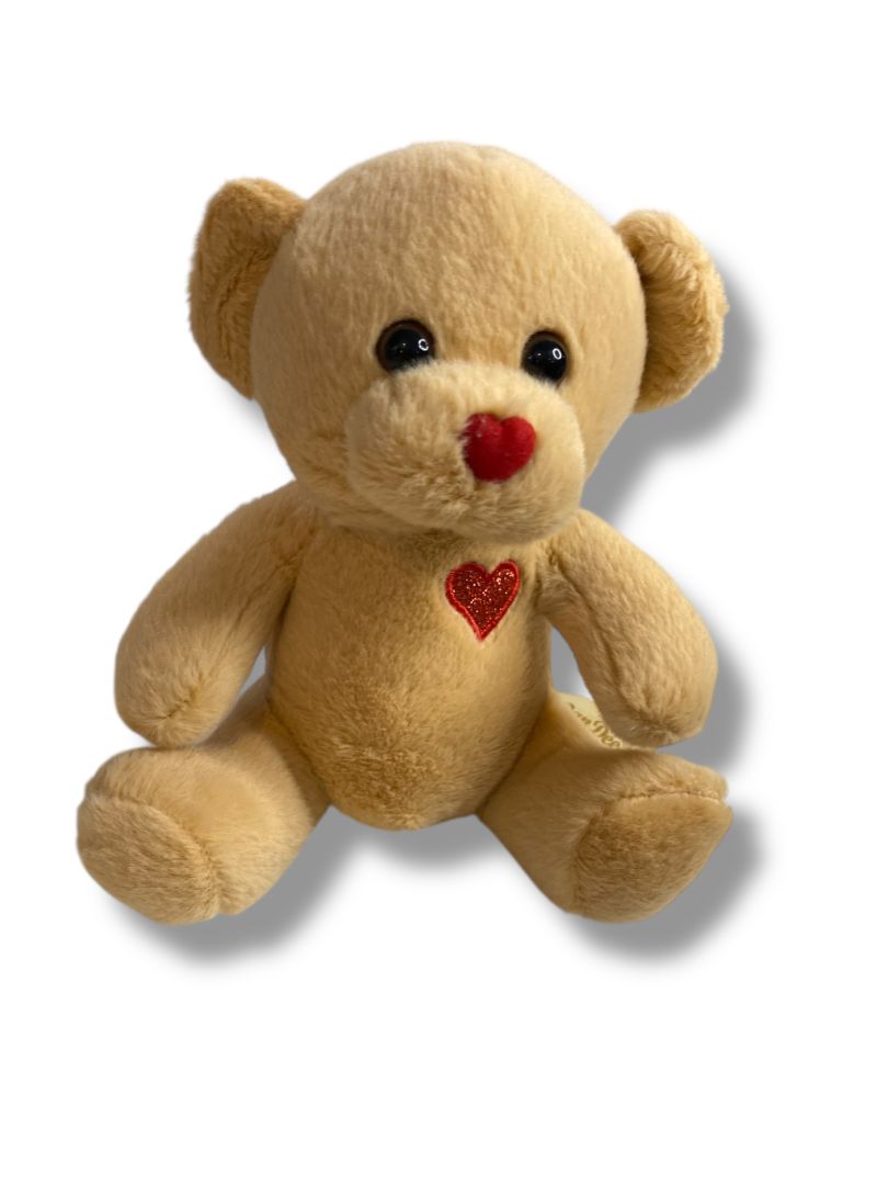 Dandee Collectors Choice Brown Teddy Bear Sparkle Heart 7"