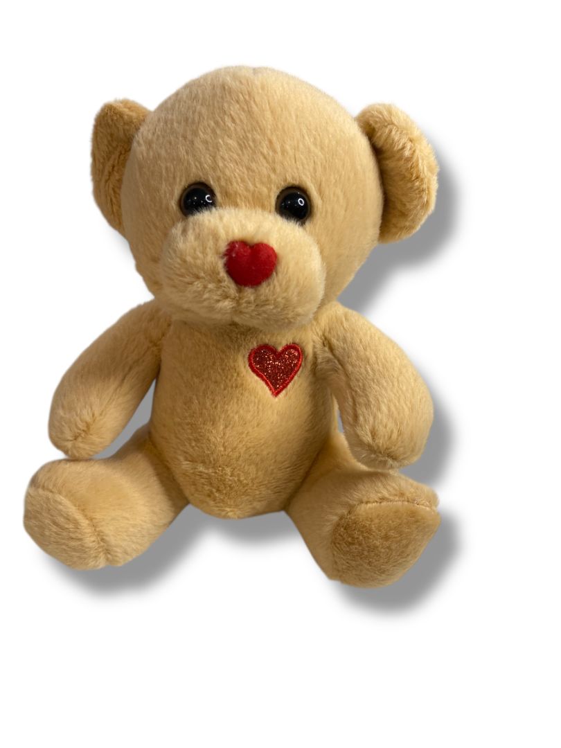 Dandee Collectors Choice Brown Teddy Bear Sparkle Heart 7"
