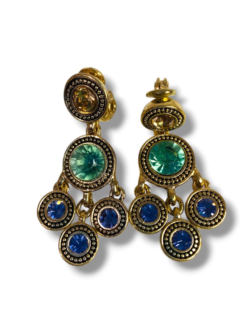 Vintage Signed Napier Clip On Earring Chandelier Non-Pierced Goldtone 1.5" Drop