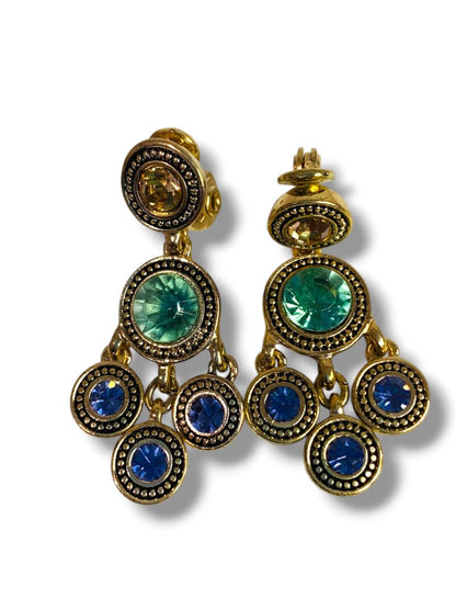 Vintage Signed Napier Clip On Earring Chandelier Non-Pierced Goldtone 1.5" Drop