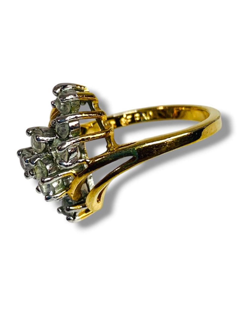 Vintage PAD 18KT Gold Filled Cluster Ring Rhinestone Clear Size 6.5