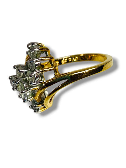 Vintage PAD 18KT Gold Filled Cluster Ring Rhinestone Clear Size 6.5