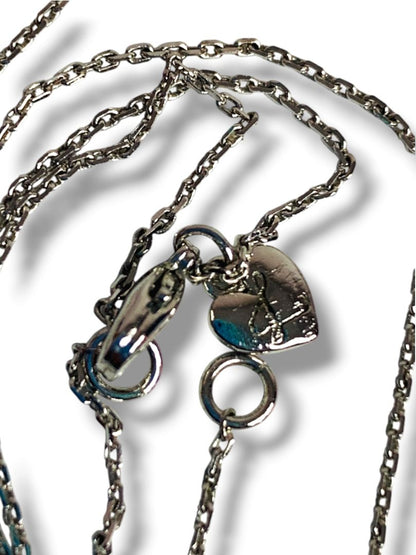 Delicate Silvertone Chain Necklace Attached "H" Rhinestone Pendant 16-18"