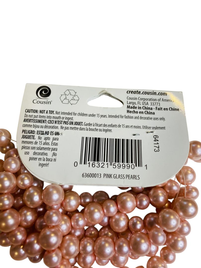 Cousin Glass Pearls Jewelry Making Pink 126 Piece 6-9mm 63600013