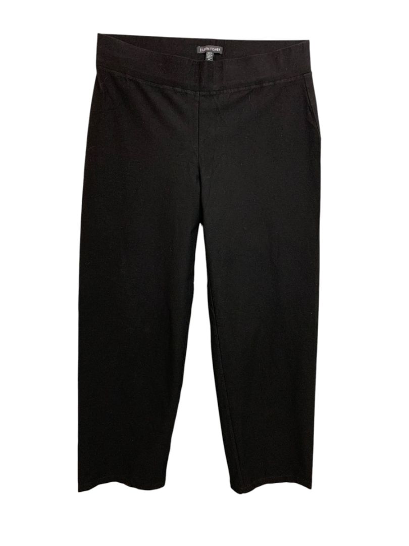 Small Eileen Fisher Womens Black Viscose Blend Pull On Crop Pants
