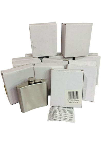 Lot of 17 New Stainless Steel 6 oz Hip Flasks Silver KTFLASK6