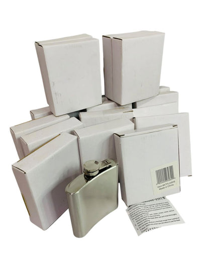 Lot of 17 New Stainless Steel 6 oz Hip Flasks Silver KTFLASK6
