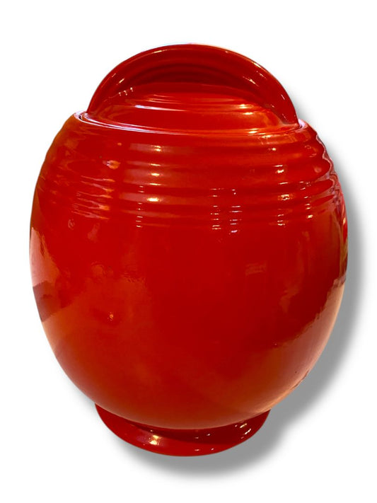 1940s Hall 5 Band Cookie Jar Chinese Red 9" with Lid