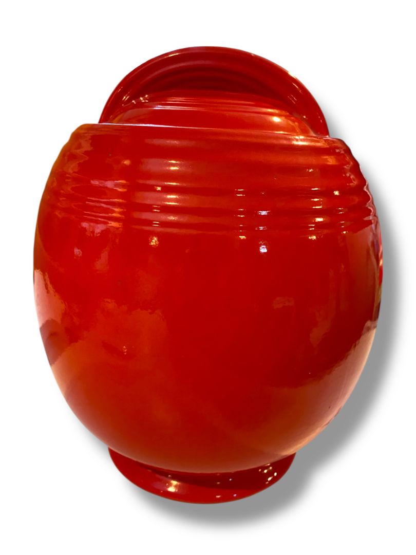 1940s Hall 5 Band Cookie Jar Chinese Red 9" with Lid