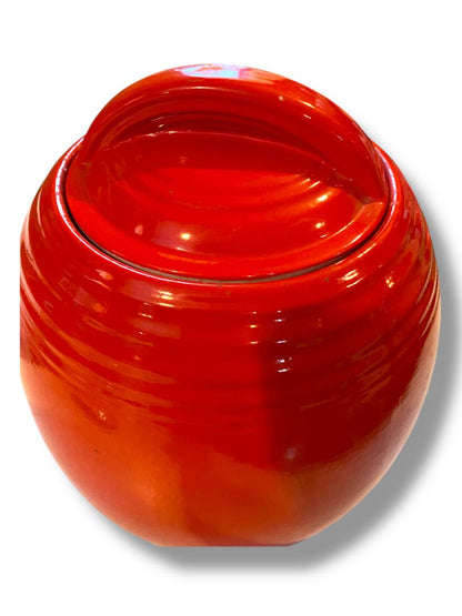 1940s Hall 5 Band Cookie Jar Chinese Red 9" with Lid