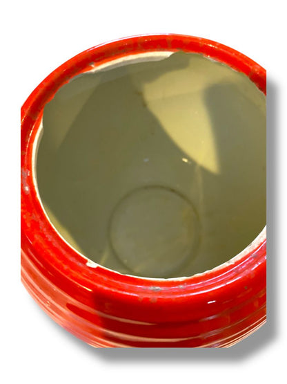 1940s Hall 5 Band Cookie Jar Chinese Red 9" with Lid