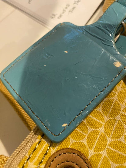 Fossil Key Per Golden Yellow Coated Canvas Crossbody Shoulder Bag Purse