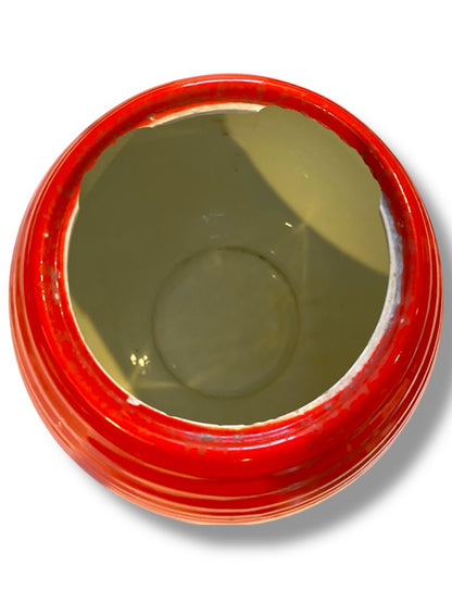 1940s Hall 5 Band Cookie Jar Chinese Red 9" with Lid