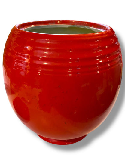 1940s Hall 5 Band Cookie Jar Chinese Red 9" with Lid