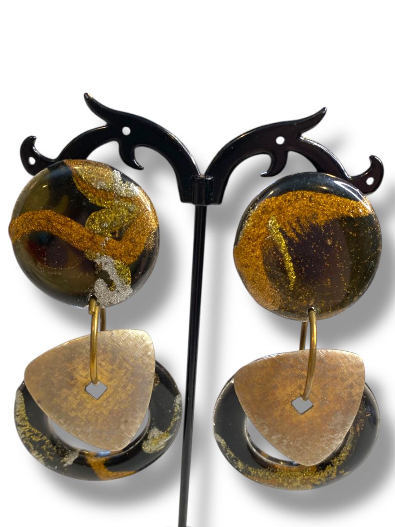 1980s Signed Jorgel Lucite Clip On Non-Pierced Earrings 3" Drop