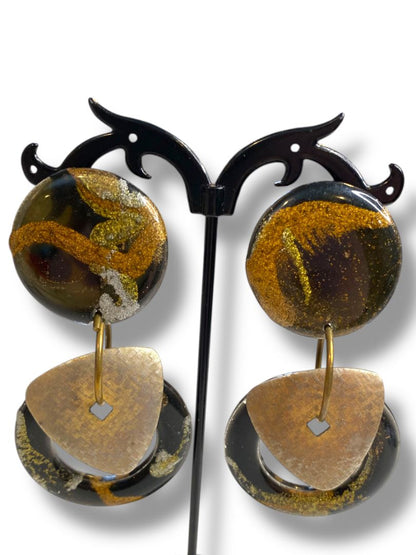 1980s Signed Jorgel Lucite Clip On Non-Pierced Earrings 3" Drop