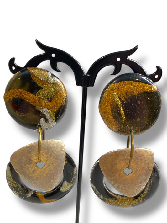 1980s Signed Jorgel Lucite Clip On Non-Pierced Earrings 3" Drop