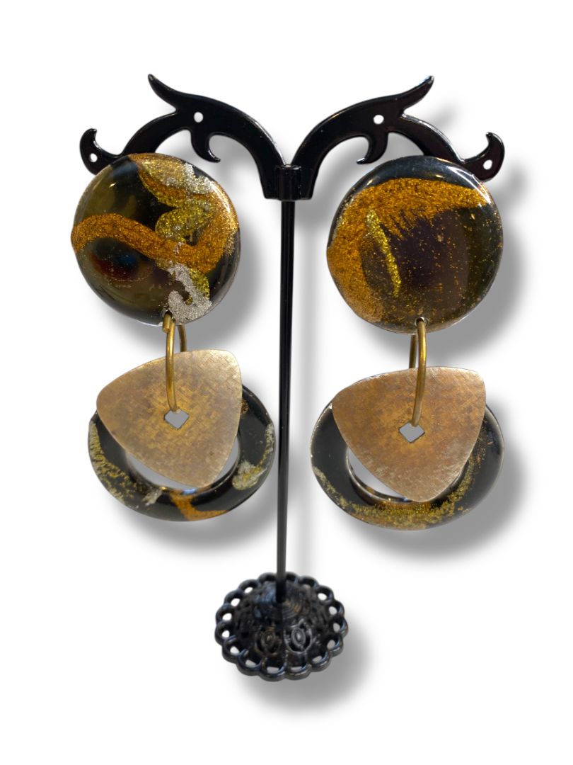 1980s Signed Jorgel Lucite Clip On Non-Pierced Earrings 3" Drop