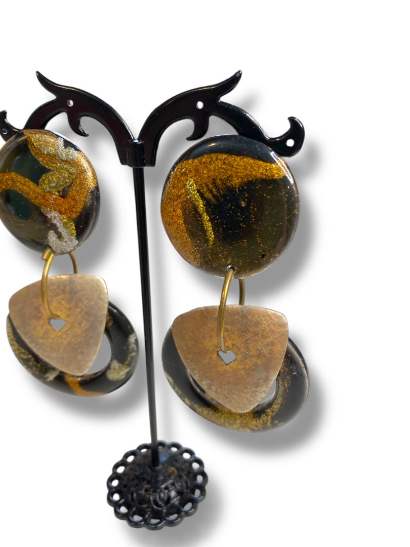 1980s Signed Jorgel Lucite Clip On Non-Pierced Earrings 3" Drop