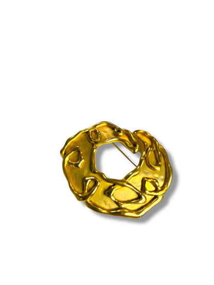 Vintage Goldtone French Style Brooch Pin Statement Piece 3"