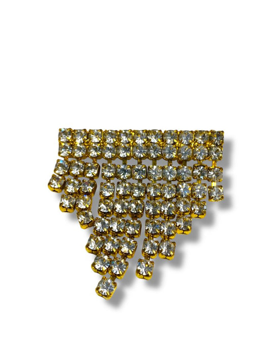 Vintage Goldtone Rhinestone Brooch Pin Swag 2" Sparkle