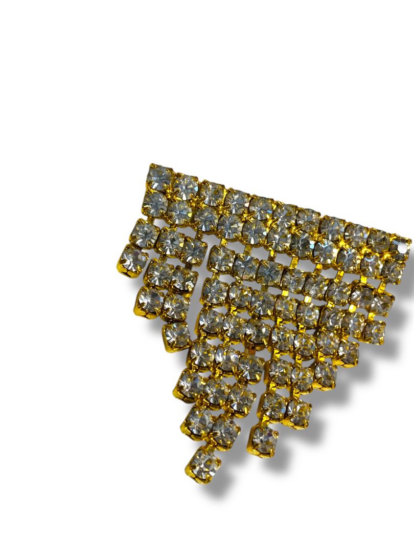 Vintage Goldtone Rhinestone Brooch Pin Swag 2" Sparkle