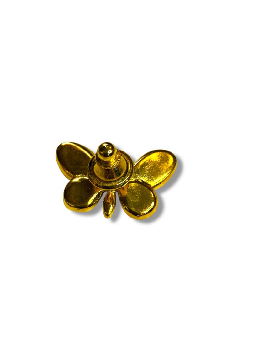 Small Goldtone Black Enameled Butterfly Lapel Pin 1.25"