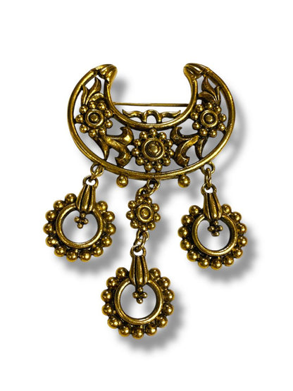 Vintage Goldtone Solje Style Brooch Pin 2.75"