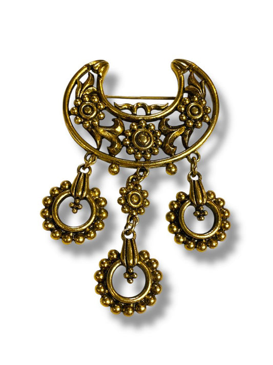 Vintage Goldtone Solje Style Brooch Pin 2.75"