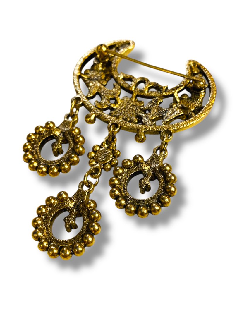 Vintage Goldtone Solje Style Brooch Pin 2.75"