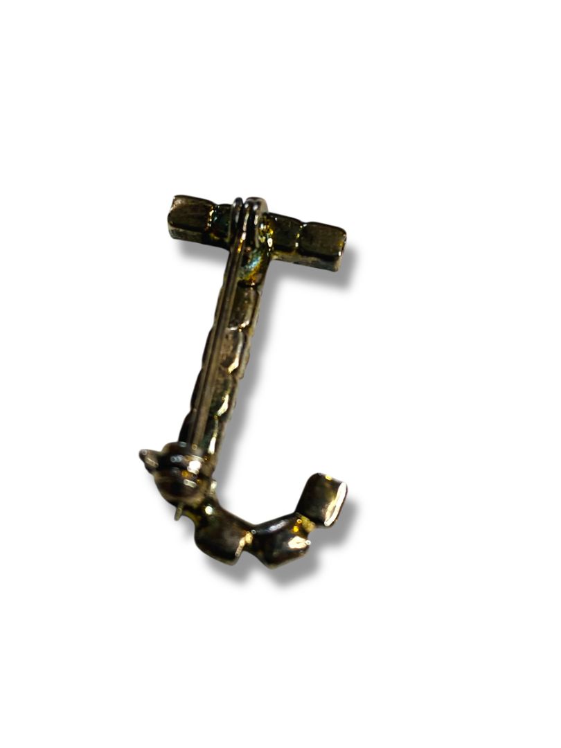 Vintage Rhinestone Brooch Pin "J" Initial 1" Silvertone