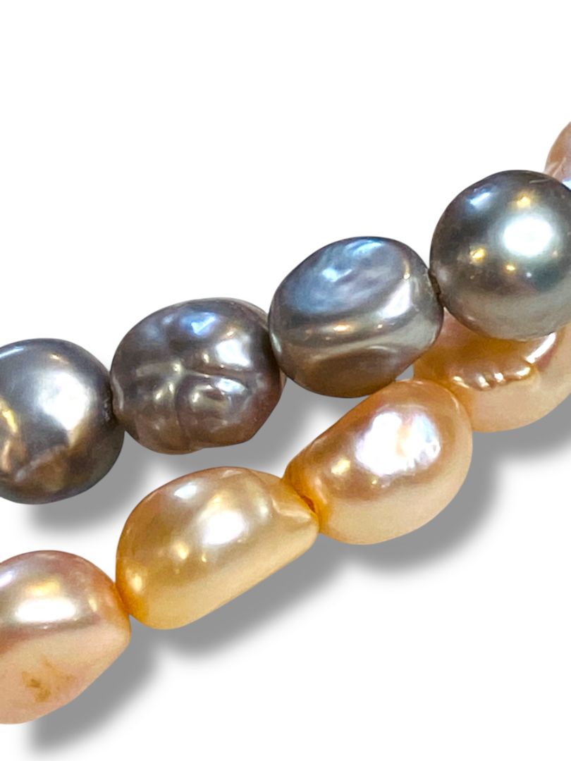 Set of 2 Freshwater Pearl 7mm Stretch Bracelets Pastel Pink Purple