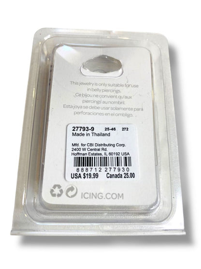 New Set of 2 Icing Belly Rings 14G/1.6mm Stainless Steel Post