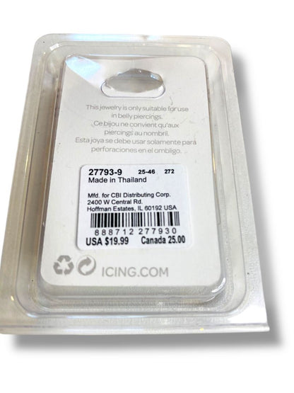 New Set of 2 Icing Belly Rings 14G/1.6mm Stainless Steel Post