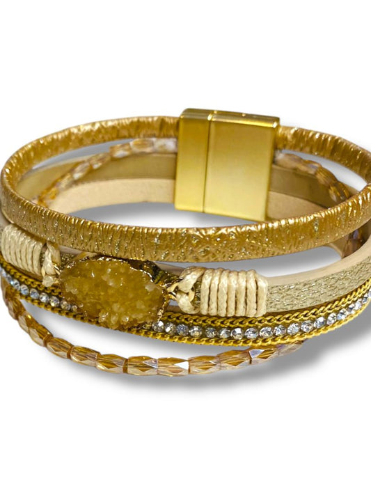 Suyi Multilayered Goldtone Wrap Bracelet with Magnetic Clasp