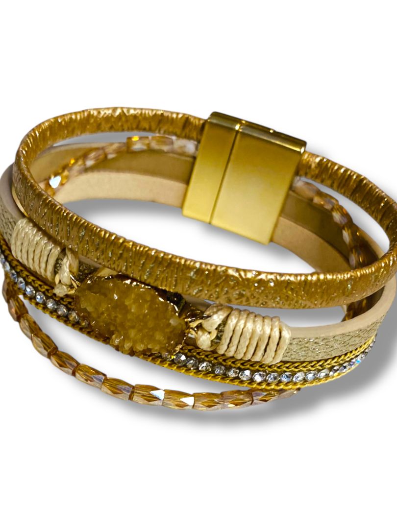 Suyi Multilayered Goldtone Wrap Bracelet with Magnetic Clasp