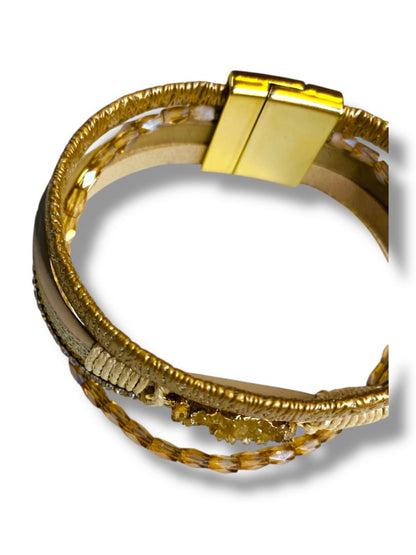 Suyi Multilayered Goldtone Wrap Bracelet with Magnetic Clasp
