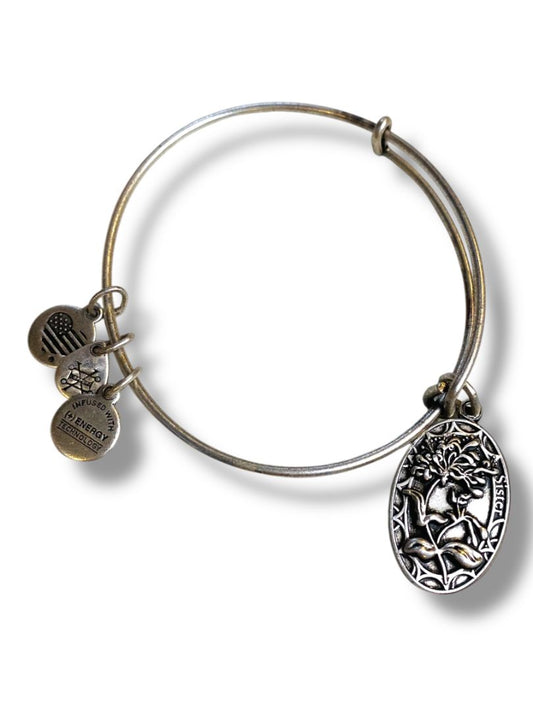 Alex + Ani Silvertone Adjustable Bangle Bracelet Sister Charms