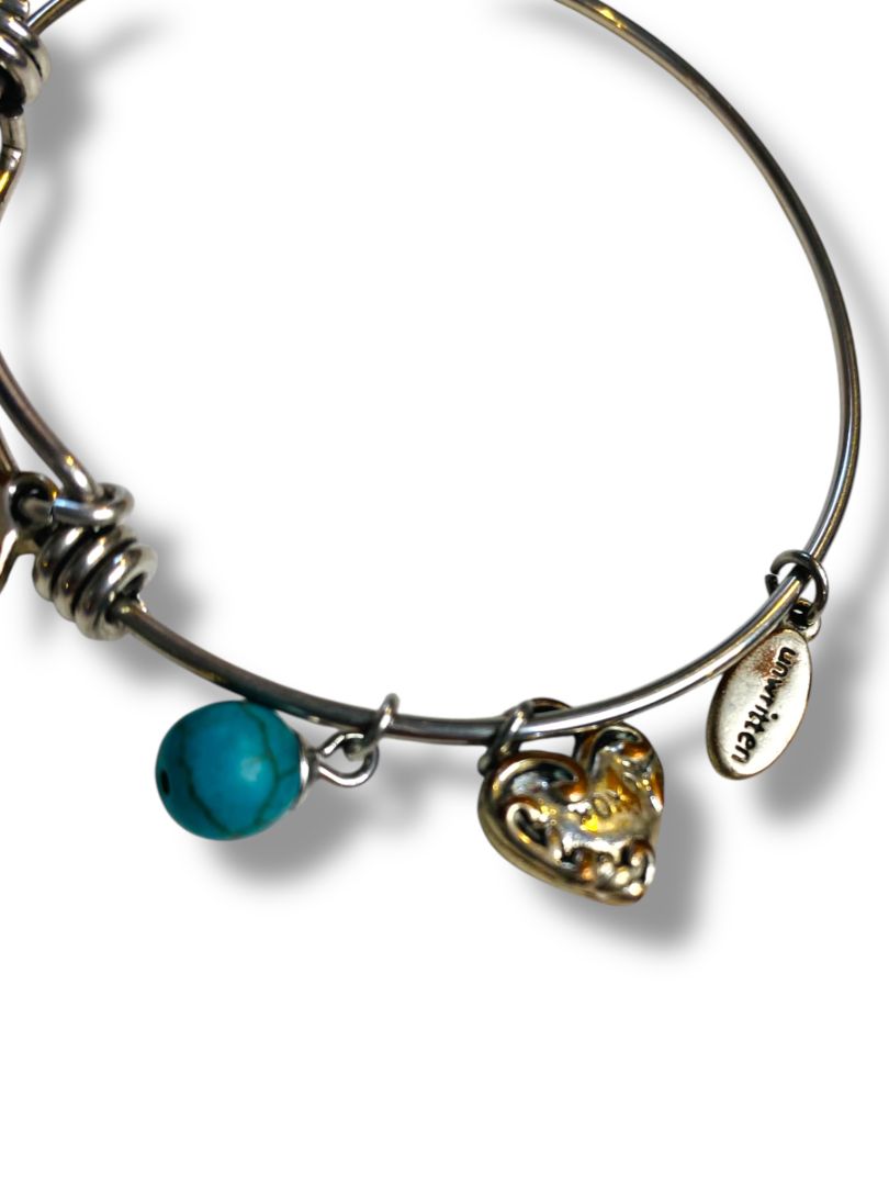 Live Love Laugh Silvertone Adjustable Slide Bangle Bracelet Charms