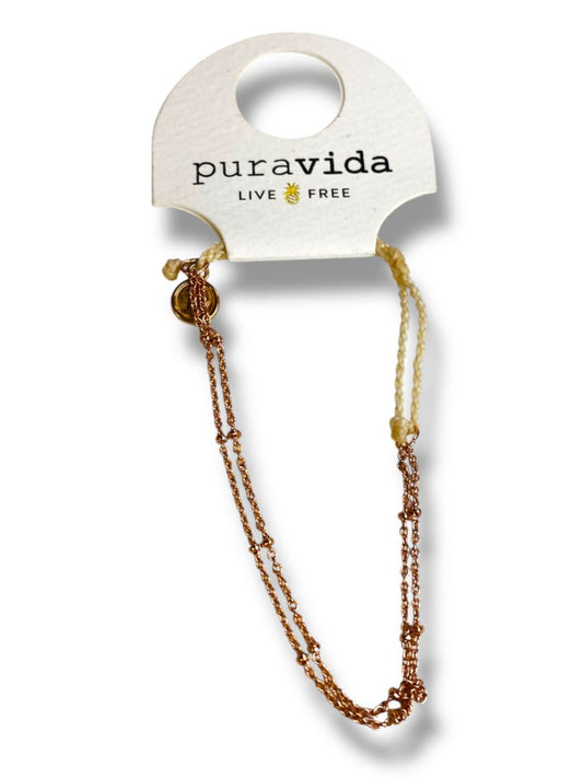 New Puravida Live Free Adjustable Slide Rose Gold Color Chain String Bracelet