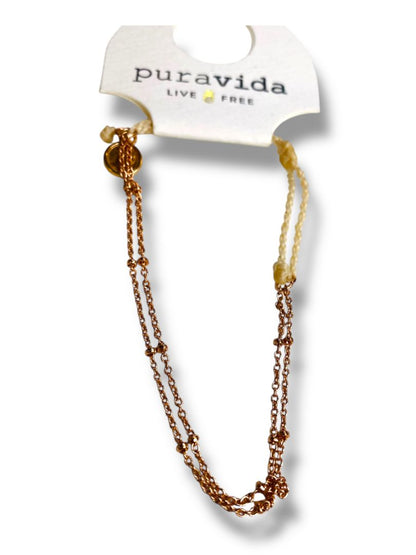 New Puravida Live Free Adjustable Slide Rose Gold Color Chain String Bracelet