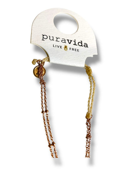 New Puravida Live Free Adjustable Slide Rose Gold Color Chain String Bracelet