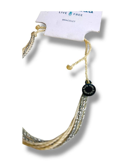 New Puravida Live Free Adjustable Slide Silvertone Natural String Bracelet