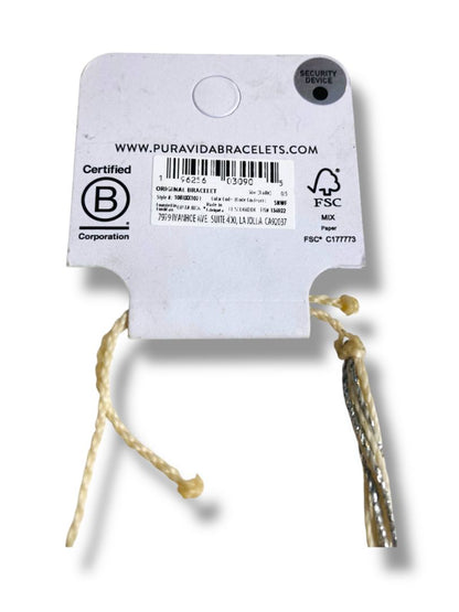 New Puravida Live Free Adjustable Slide Silvertone Natural String Bracelet