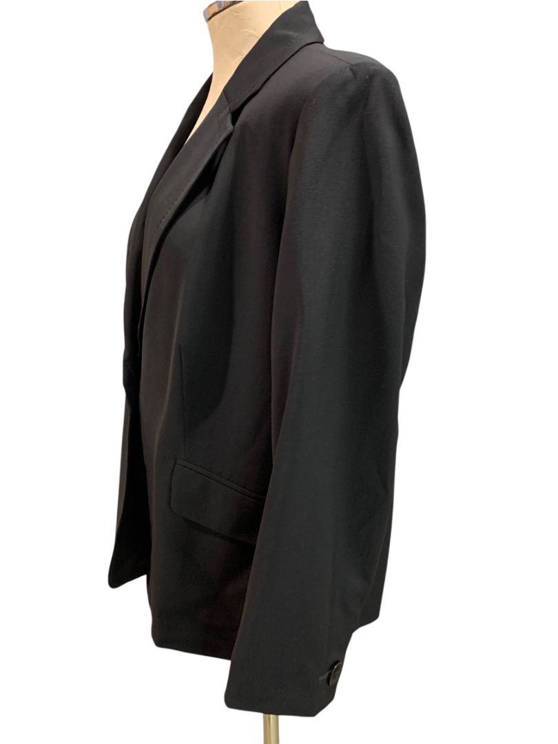 Size 14W Petite Talbots Womens Black Blazer Jacket Stretch Wool Blend