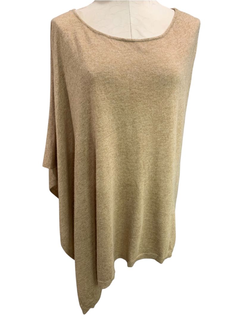 Size XL INC International Concepts Silk Cashmere Blend Asymmetrical Poncho Tan